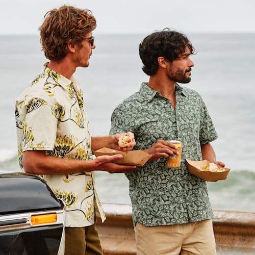 laydown image of Crinkle Cotton Easy Short Sleeve Shirt