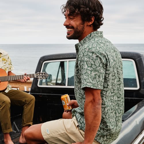 laydown image of Crinkle Cotton Easy Short Sleeve Shirt