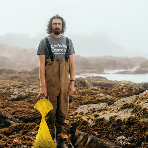 laydown image of Seawool Eat Wild Oysters T-Shirt