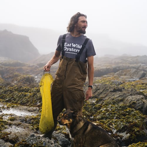 laydown image of Seawool Eat Wild Oysters T-Shirt