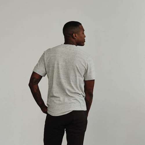 on model image of Textured Short Sleeve Henley