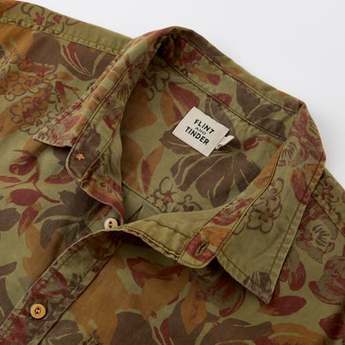 laydown image of Floral Camo Short Sleeve Shirt
