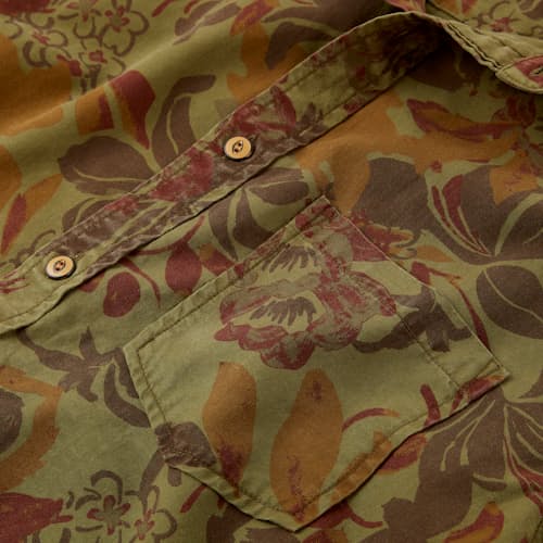laydown image of Floral Camo Short Sleeve Shirt