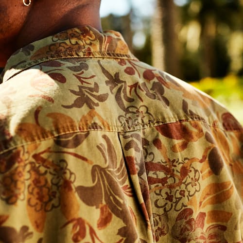 laydown image of Floral Camo Short Sleeve Shirt