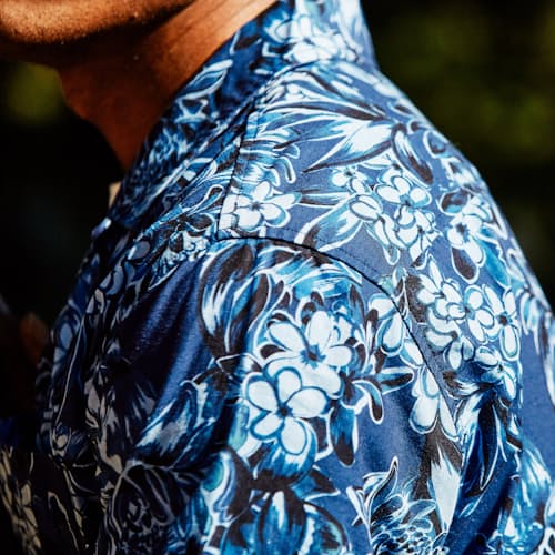 laydown image of SS Retro Hawaiian Printed Shirt