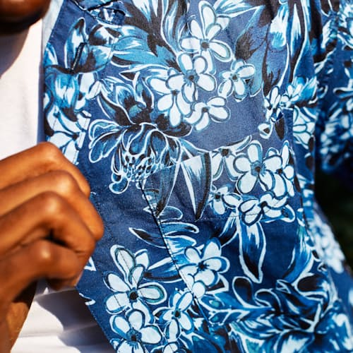 laydown image of SS Retro Hawaiian Printed Shirt