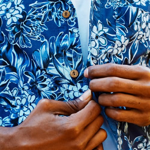 laydown image of SS Retro Hawaiian Printed Shirt