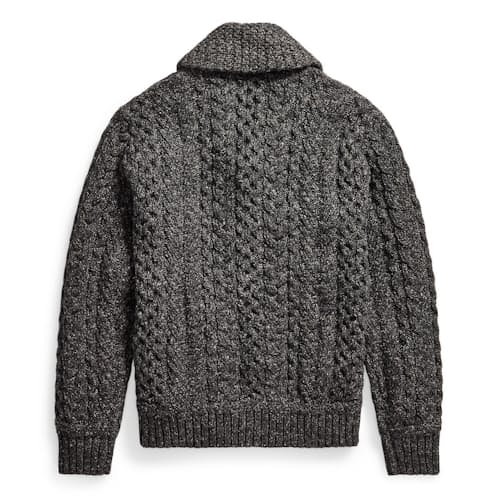laydown image of Shawl Collar Cableknit Cardigan