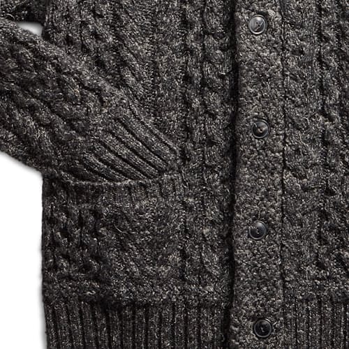 laydown image of Shawl Collar Cableknit Cardigan
