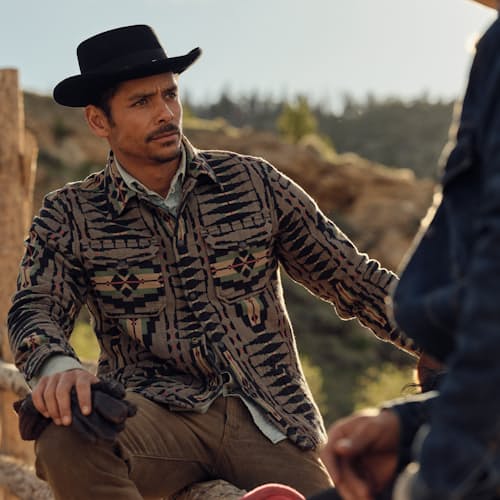 laydown image of Brown Bear Jacquard Overshirt