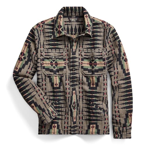 laydown image of Brown Bear Jacquard Overshirt