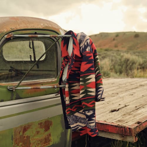 laydown image of Chunky Knit Jacquard Overshirt