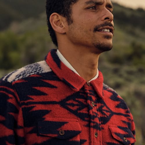 laydown image of Chunky Knit Jacquard Overshirt