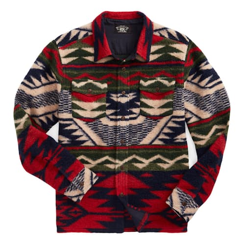 laydown image of Chunky Knit Jacquard Overshirt