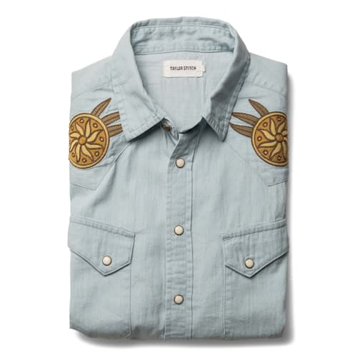 laydown image of The Embroidered Western Shirt