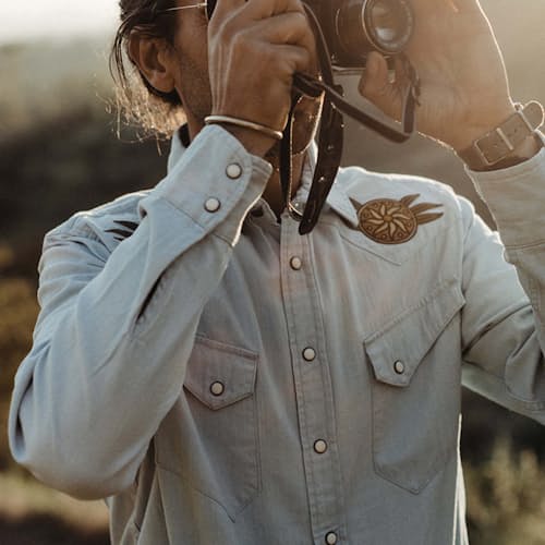 laydown image of The Embroidered Western Shirt