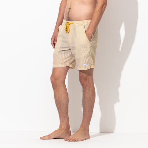 laydown image of Tallows Seersucker Swim Short - 6"