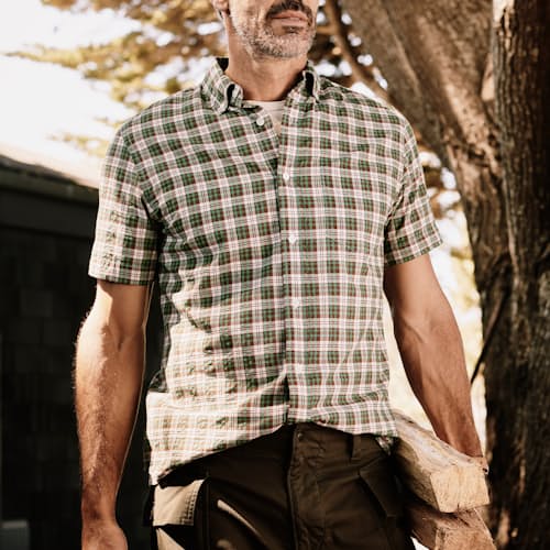 laydown image of Airtex Seersucker Camp Shirt - Exclusive