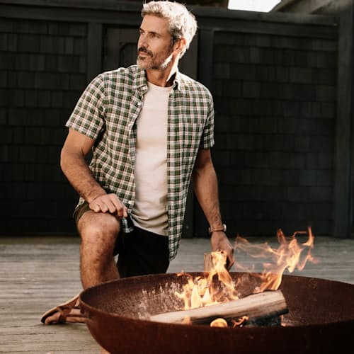 laydown image of Airtex Seersucker Camp Shirt - Exclusive