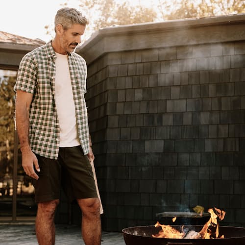 laydown image of Airtex Seersucker Camp Shirt - Exclusive