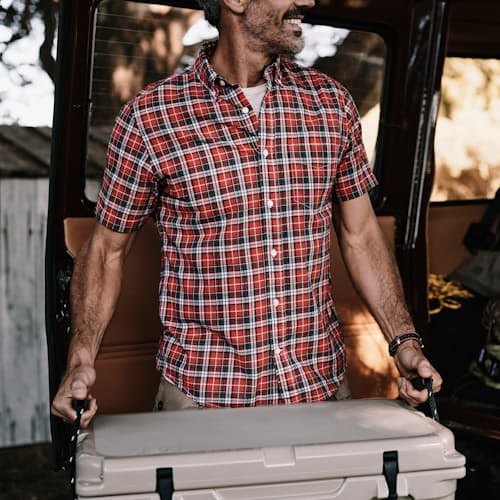 laydown image of Airtex Seersucker Camp Shirt - Exclusive