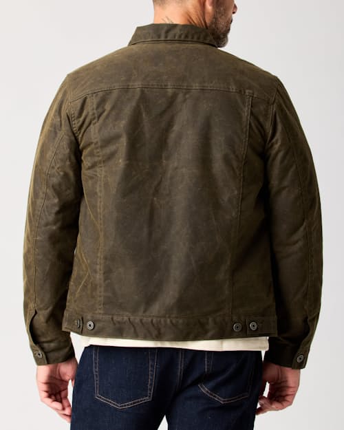 lifestyle image of Wool-Lined Waxed Trucker Jacket