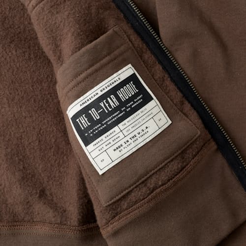 laydown detail image of 10-Year Full Zip Hoodie