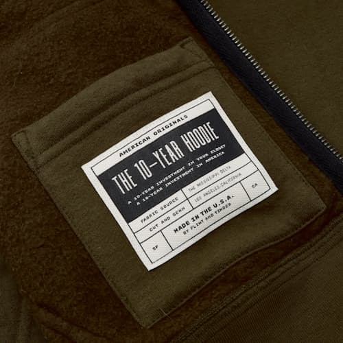 laydown image of 10-Year Full Zip Hoodie