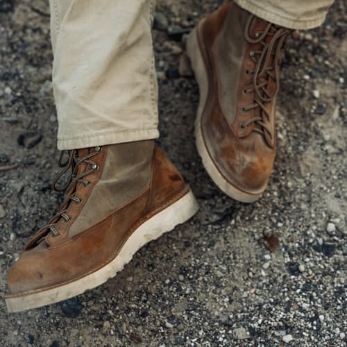 lifestyle image of Huckberry x Danner Waxed Canvas Danner Light