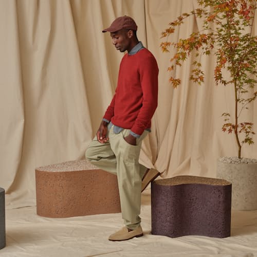 lifestyle image of Speckled Merino Wool Crewneck Sweater