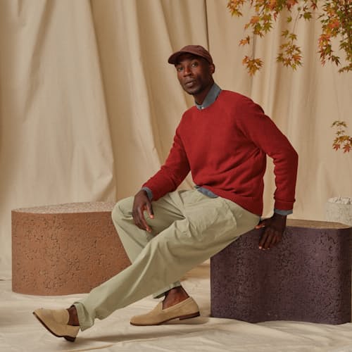 lifestyle image of Speckled Merino Wool Crewneck Sweater