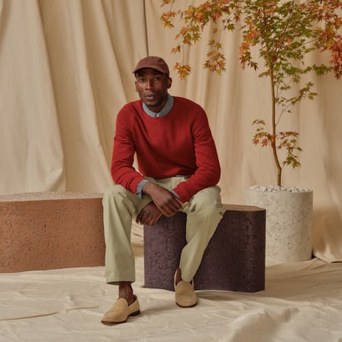 lifestyle image of Speckled Merino Wool Crewneck Sweater
