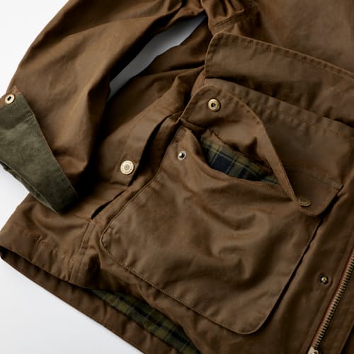 laydown image of Flannel-Lined Waxed Hudson Jacket