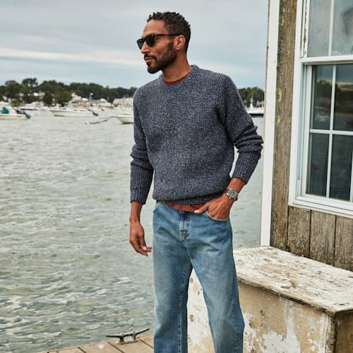 lifestyle image of Recycled Cotton Headlands Crewneck Sweater