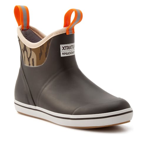 laydown image of Huckberry x Xtratuf Mossy Oak Waterproof Deck Boot