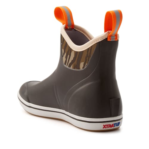 laydown image of Huckberry x Xtratuf Mossy Oak Waterproof Deck Boot