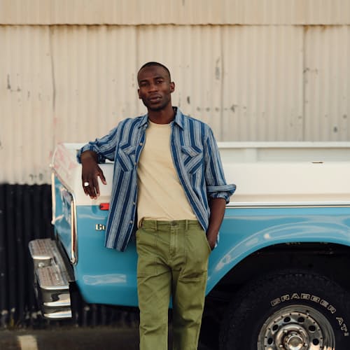 lifestyle image of Indigo Washed Work Shirt