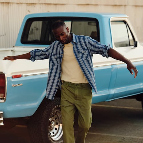 lifestyle image of Indigo Washed Work Shirt