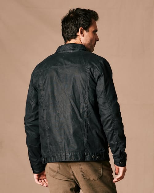 on model image of Flannel-Lined Waxed Trucker Jacket - Tall