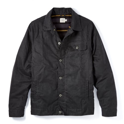 laydown image of Flannel-Lined Waxed Trucker Jacket - Tall