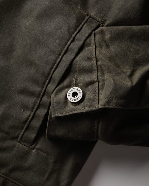 laydown detail image of Flannel-Lined Waxed Trucker Jacket - Tall