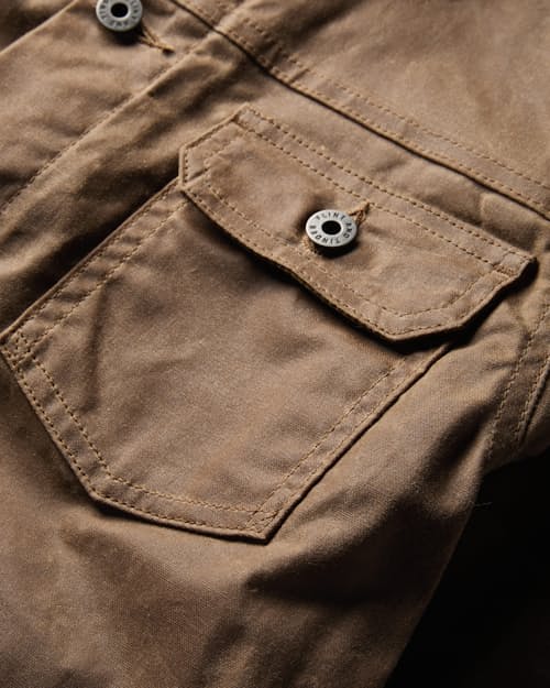 laydown detail image of Flannel-Lined Waxed Trucker Jacket - Tall