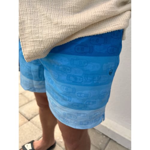 laydown image of Cerulean Salmon Swim Trunk - 6.3"