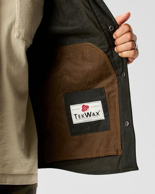 on model image of The Bighorn Waxed Shirt Jacket
