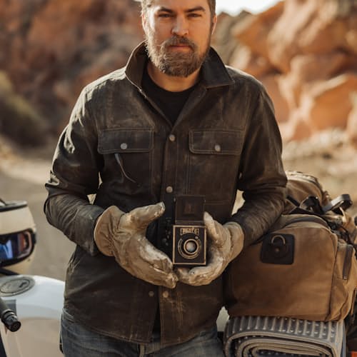 lifestyle image of The Bighorn Waxed Shirt Jacket