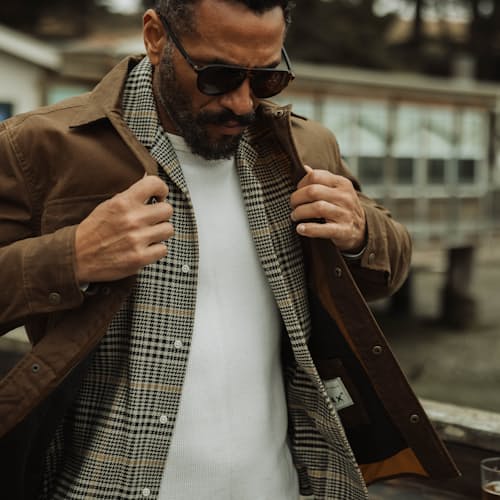 lifestyle image of The Bighorn Waxed Shirt Jacket