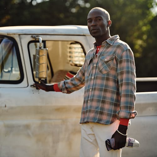 laydown image of Washed Flannel Workshirt