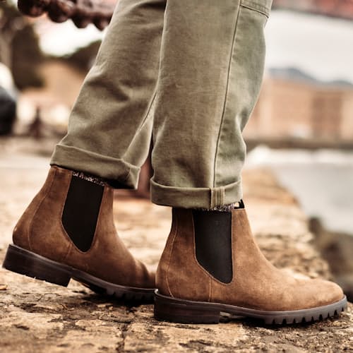 lifestyle image of Jackson Chelsea Boot w/ Lug Sole