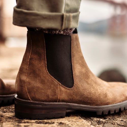 lifestyle image of Jackson Chelsea Boot w/ Lug Sole