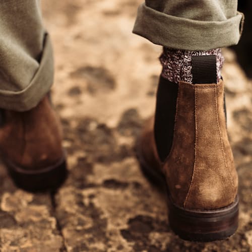 lifestyle image of Jackson Chelsea Boot w/ Lug Sole